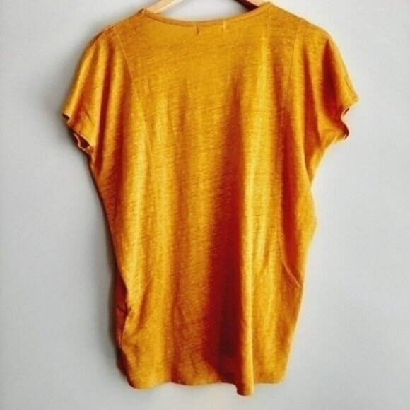 NUMPH 100% Linen Soft Yellow Blouse with Metal Heart Studs Sz S - Picture 7 of 12